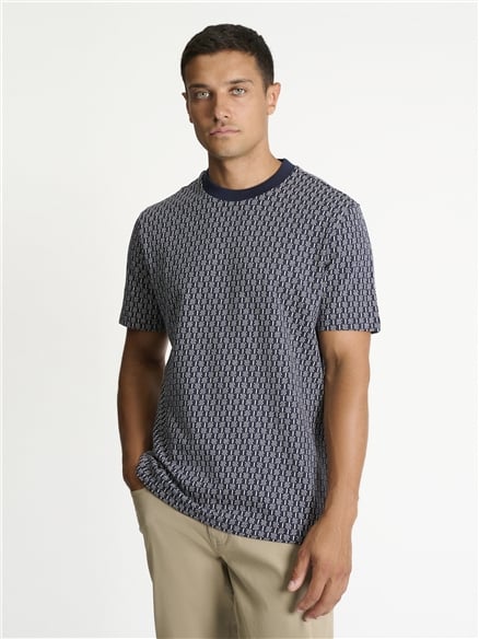 Textured Tipped Tee in Dark Navy