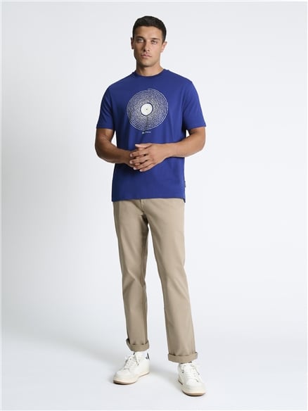 Sound Waves Record Tee in Persian Blue