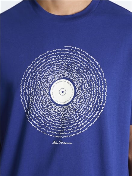 Sound Waves Record Tee in Persian Blue