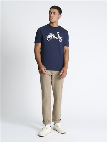 Brand Scooter Tee in Dark Navy
