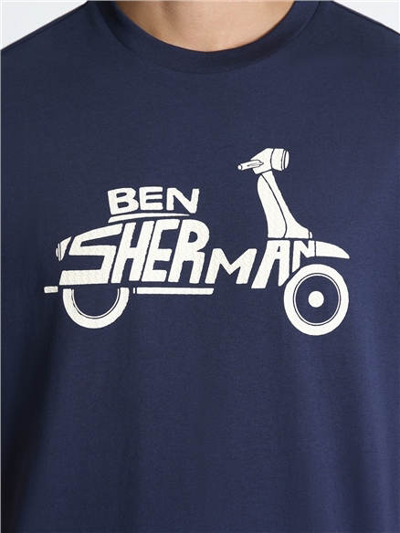Brand Scooter Tee in Dark Navy