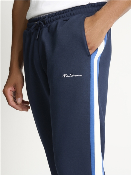 Cut & Sew Stripe Jogger in Dark Navy