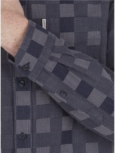 Indigo Long Sleeve Chequerboard Shirt