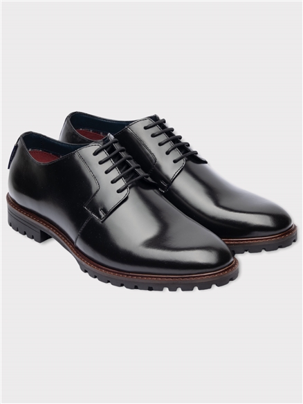 Fleet High Shine Black Leather Brogues