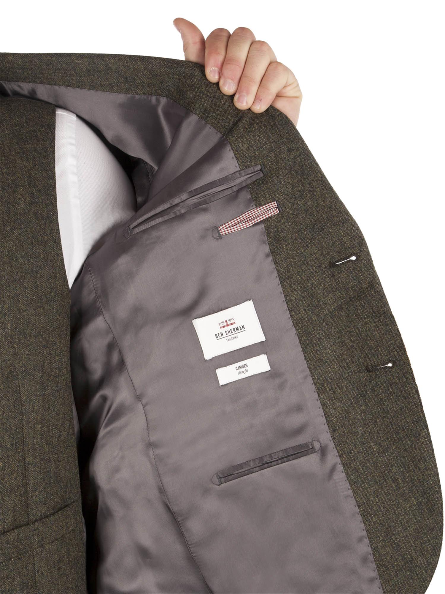 Rifle Green Birtish Tweed Camden Fit Jacket | Ben Sherman Rifle Green Birtish Tweed Camden Fit Jacket | Ben Sherman