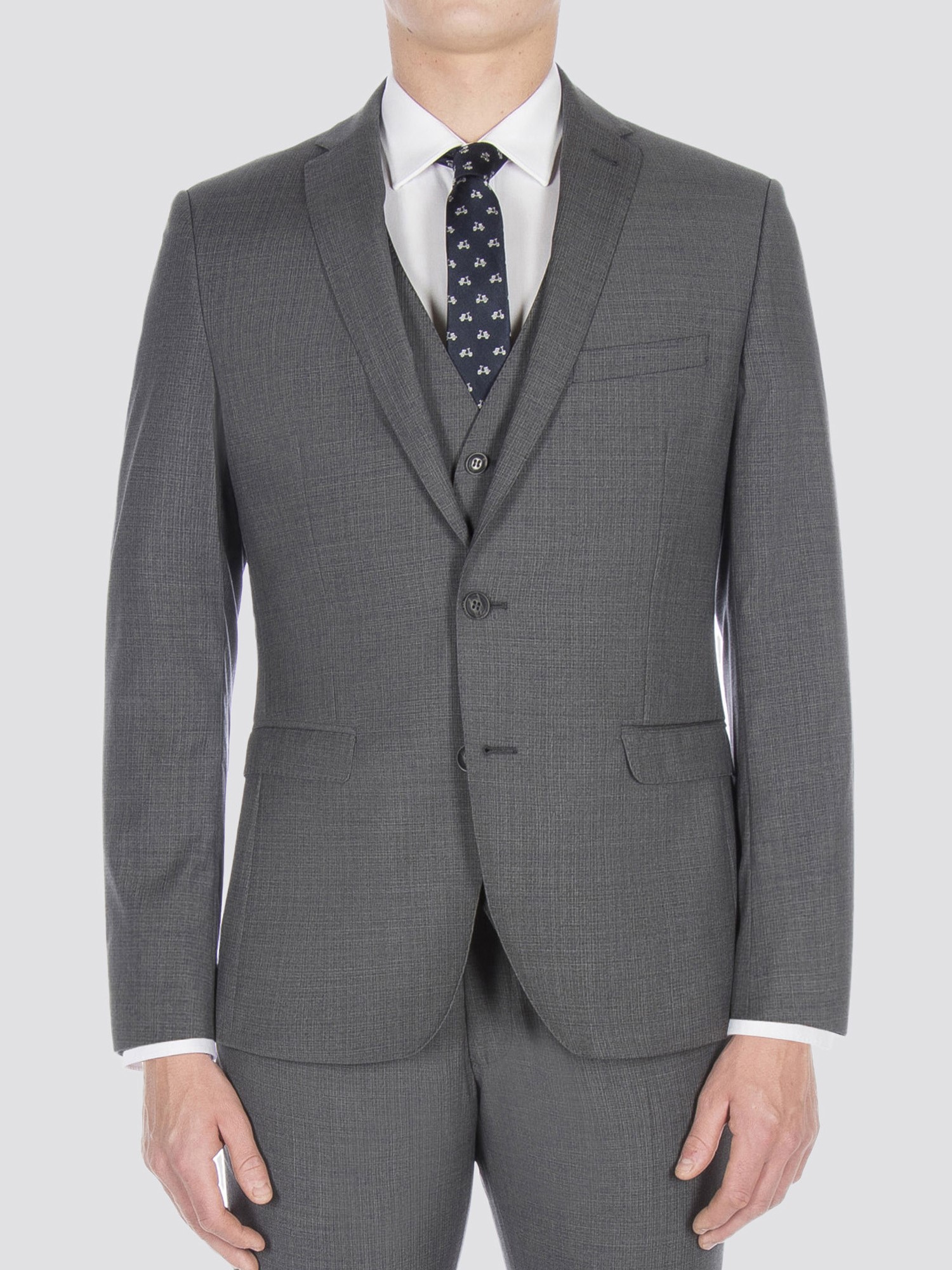 Smoked Grey Broken Check Waistcoat