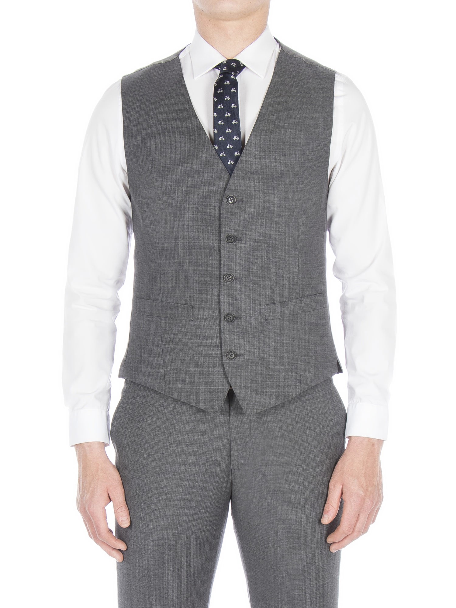 Smoked Grey Broken Check Waistcoat