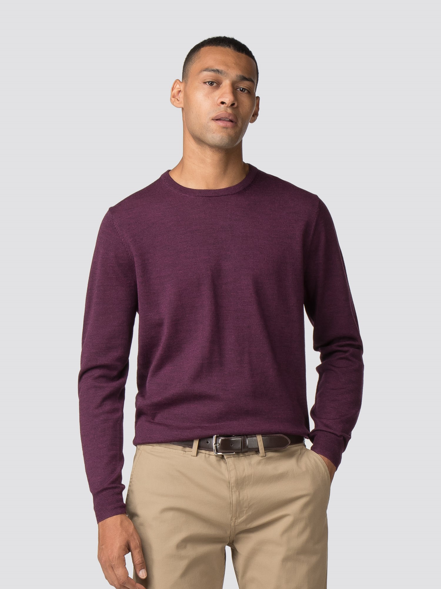 Berry Red Merino Crew Neck Jumper