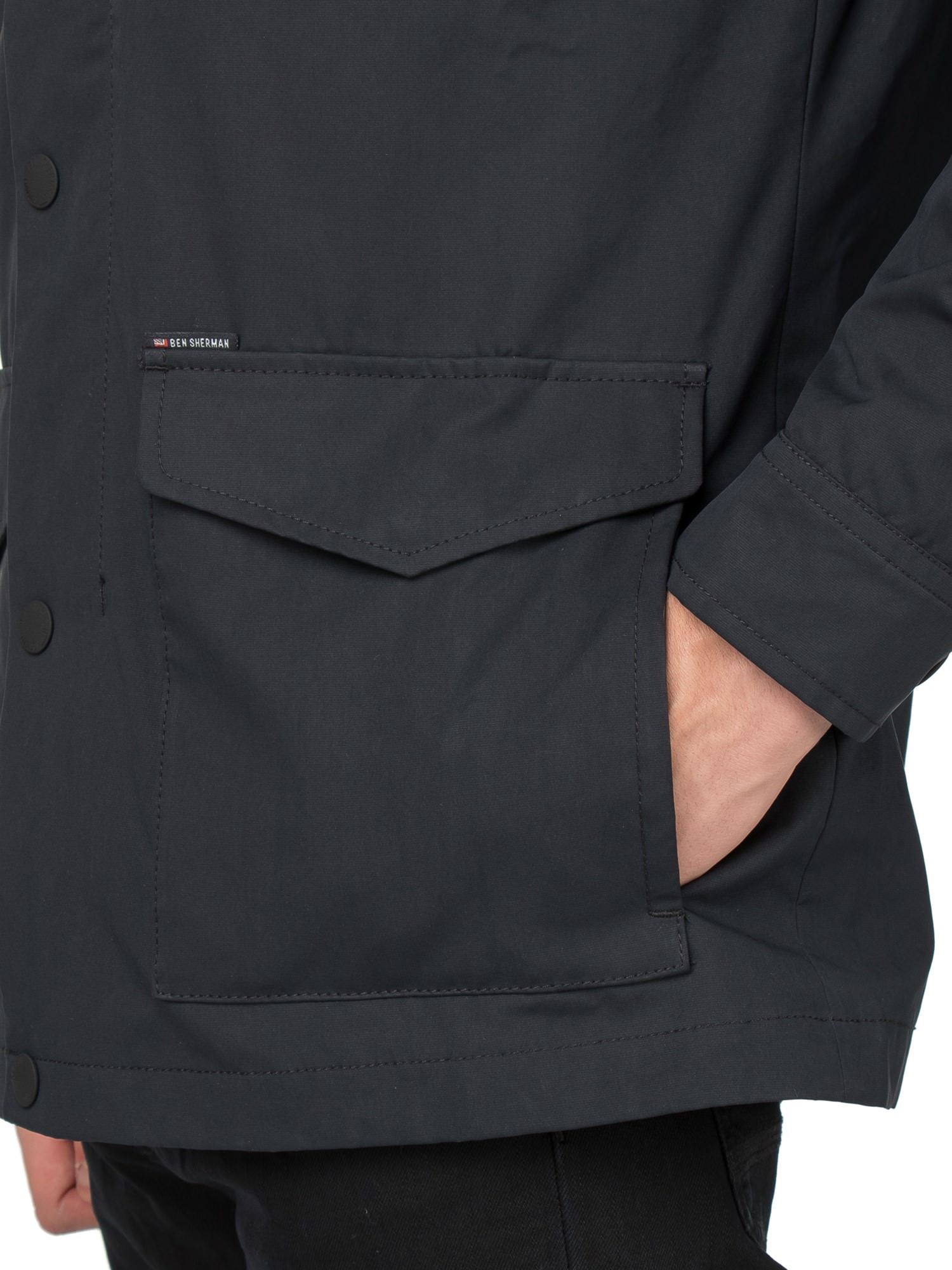 Luxury Men's Black Hooded Mac Ben Sherman Est 1963