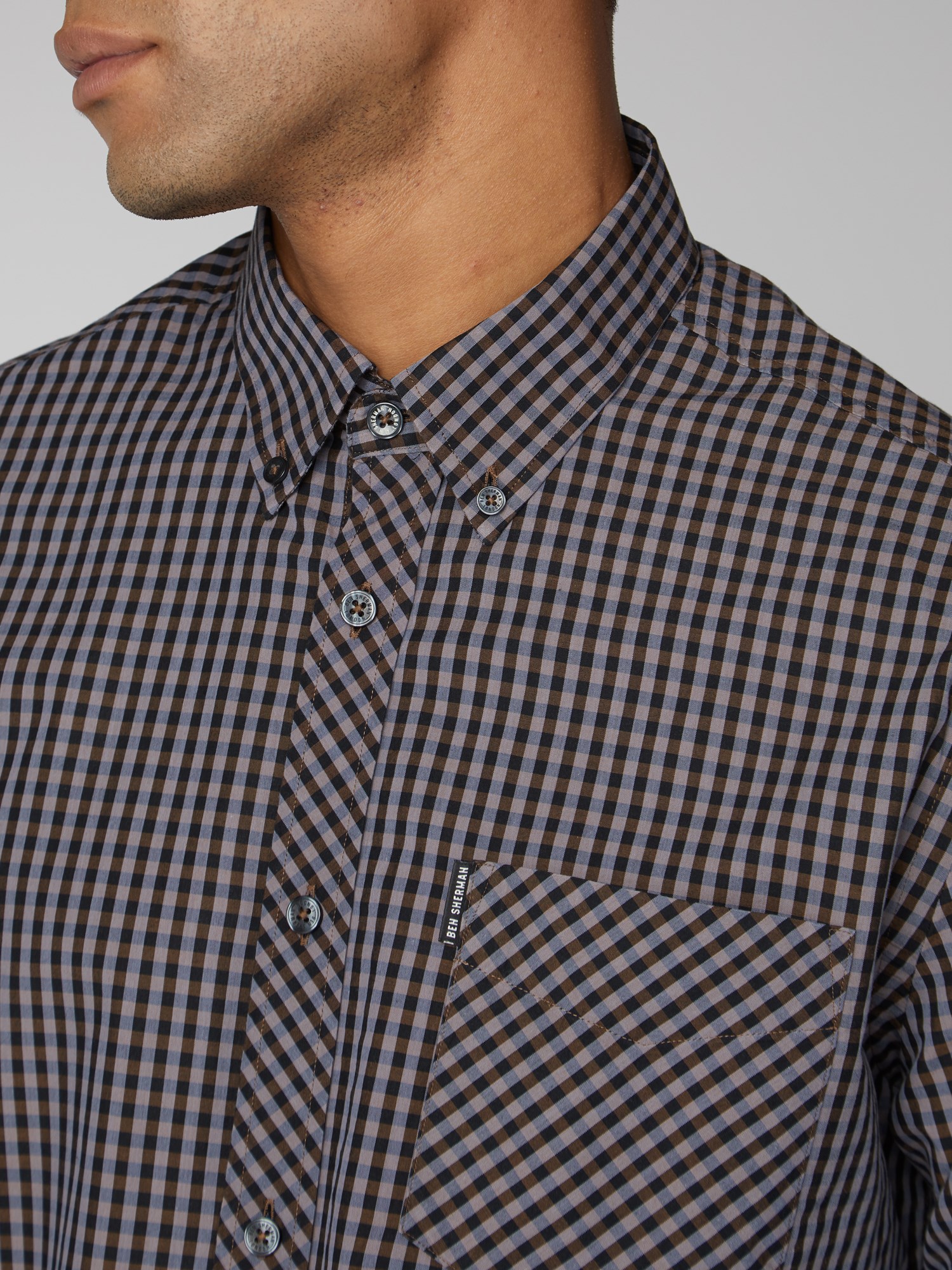 Grey Long Sleeved Core Gingham Shirt