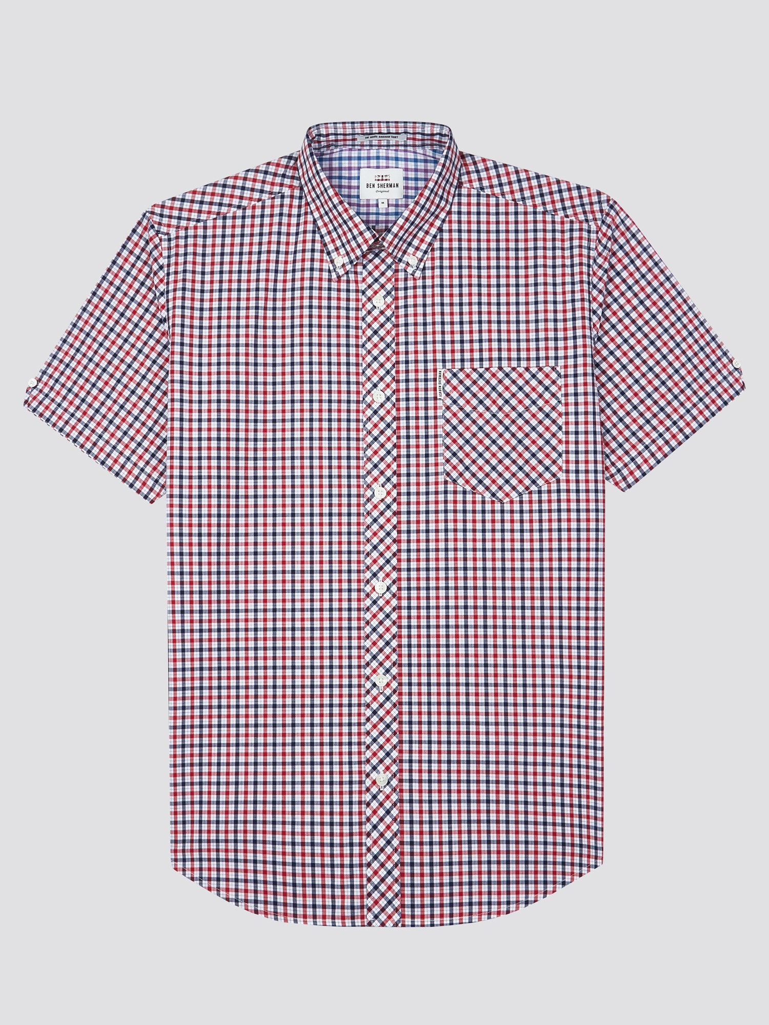 Dark Blue Short Sleeve Check Shirt