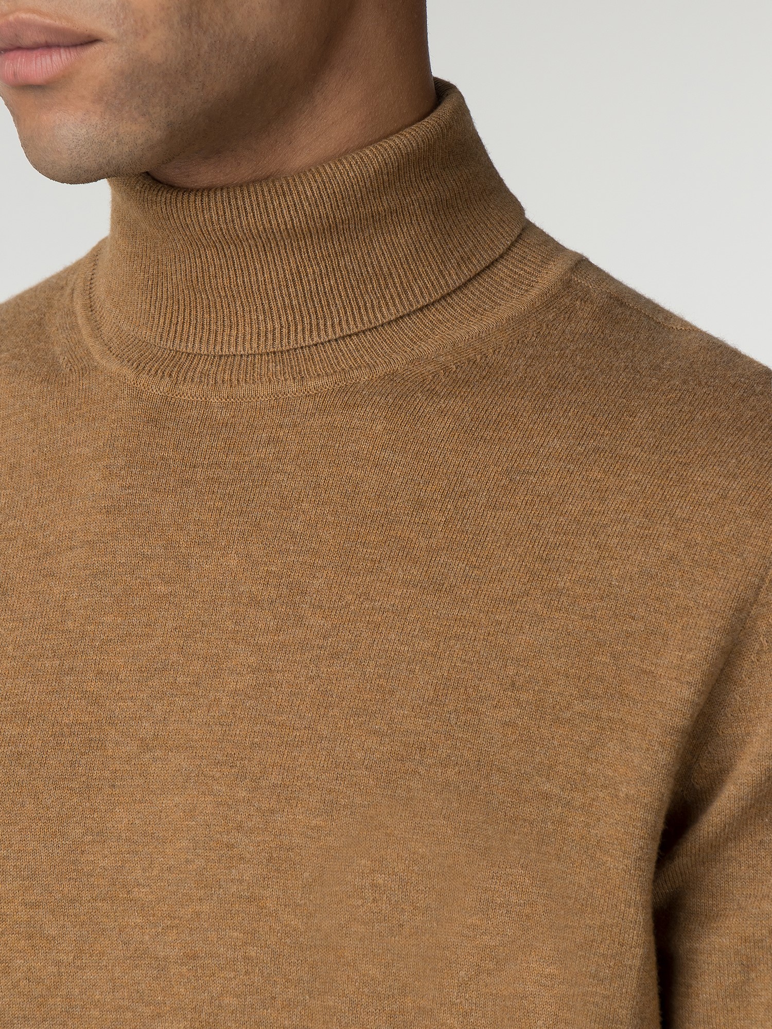 Mens brown polo neck jumper hotsell