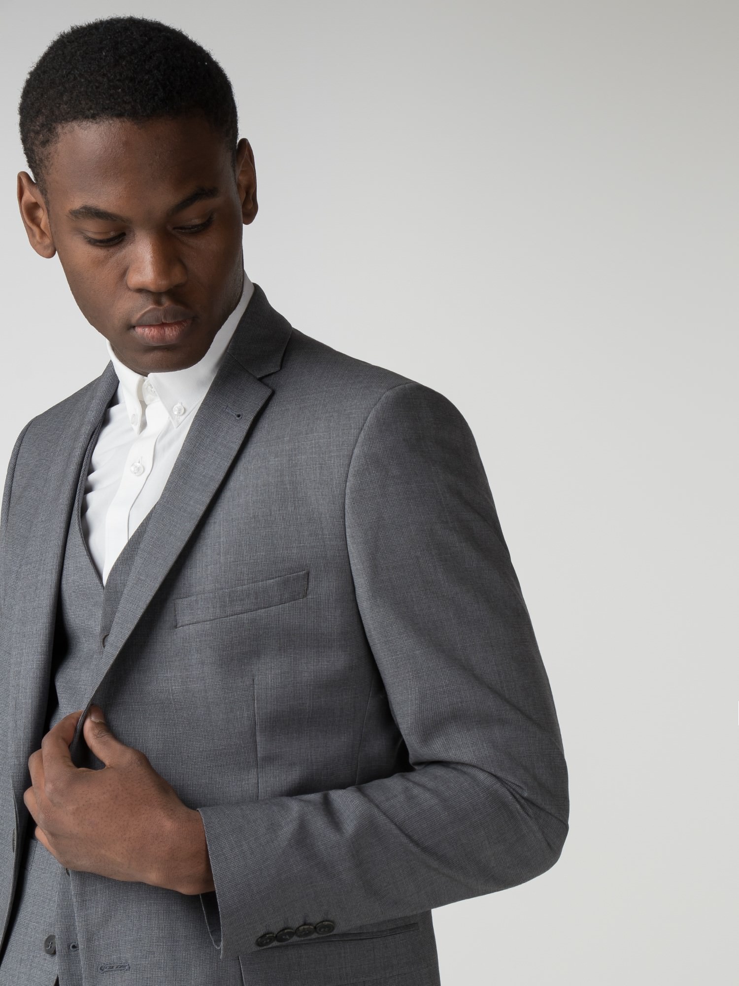 Smoked Grey Blue Micro Camden Fit Suit - Ben Sherman UK