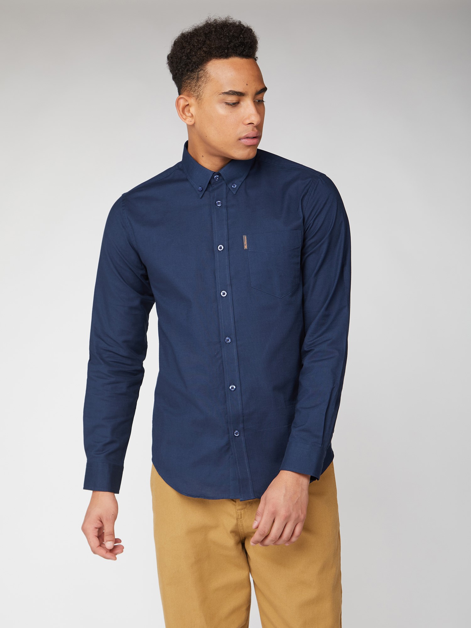 未使用【Charvet】oxford shirt NAVY Long Sleeve Oxford Shirt - Dark Navy - Ben Sherman UK