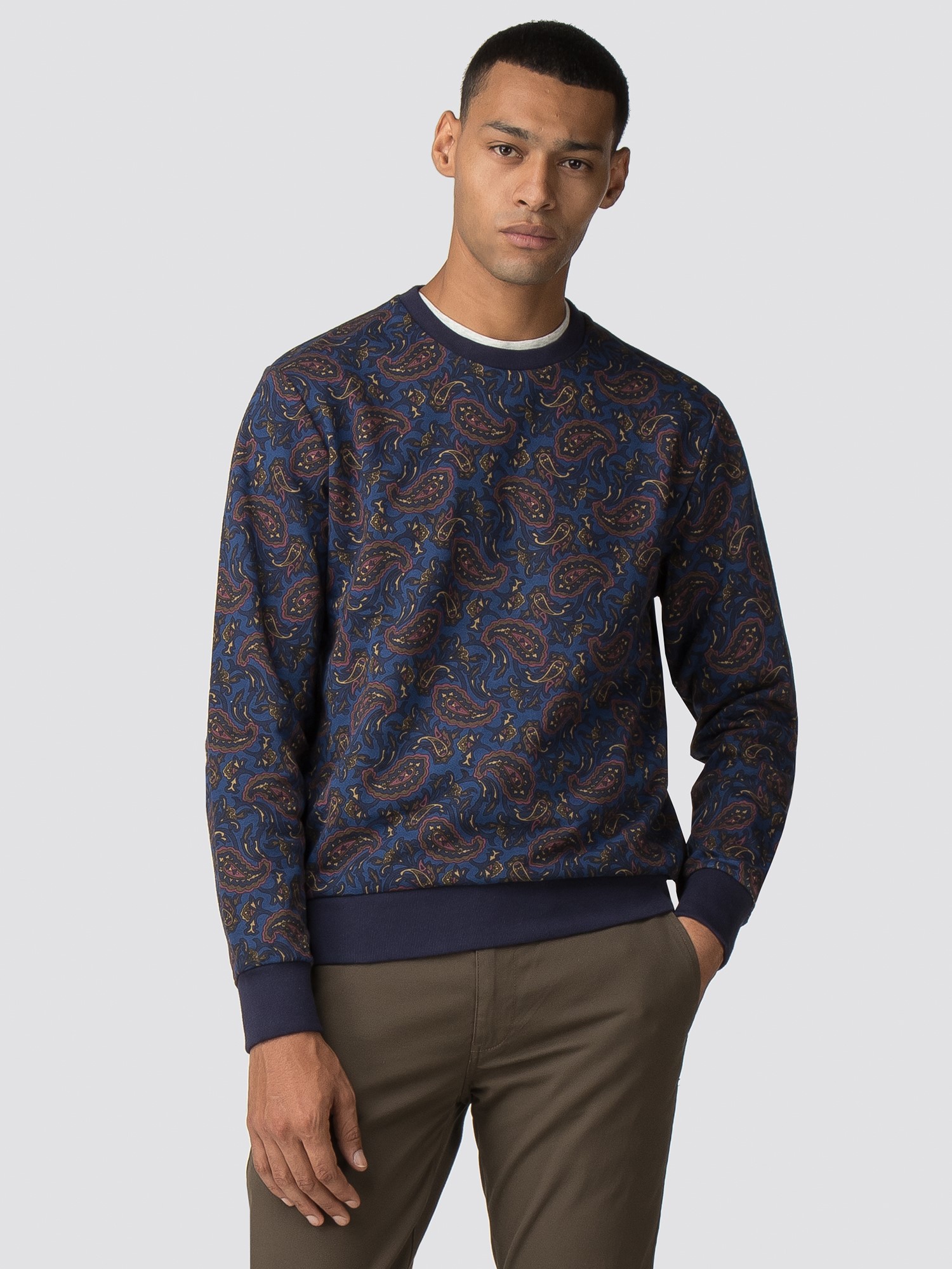 Men s Blue Paisley Print Sweatshirt Ben Sherman Est 1963