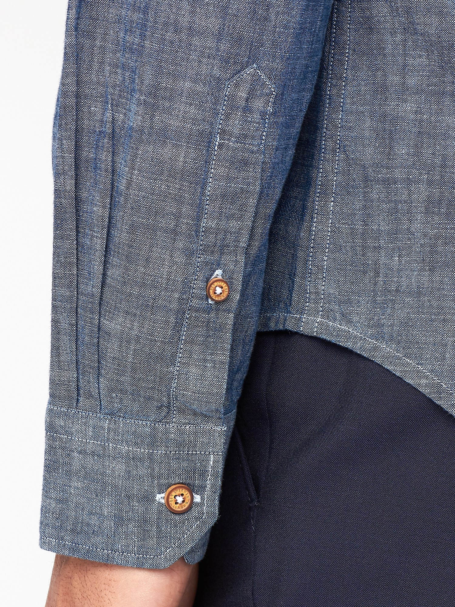 Men's Blue Long Sleeved Chambray Shirt | Ben Sherman | Est 1963