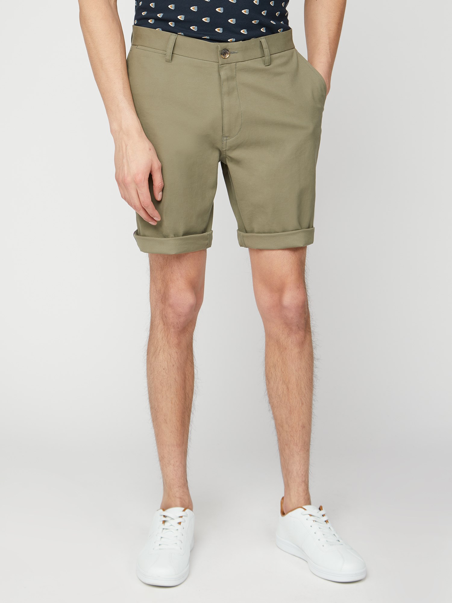 Mens Olive Straight Legged Chino Shorts Ben Sherman Est 1963