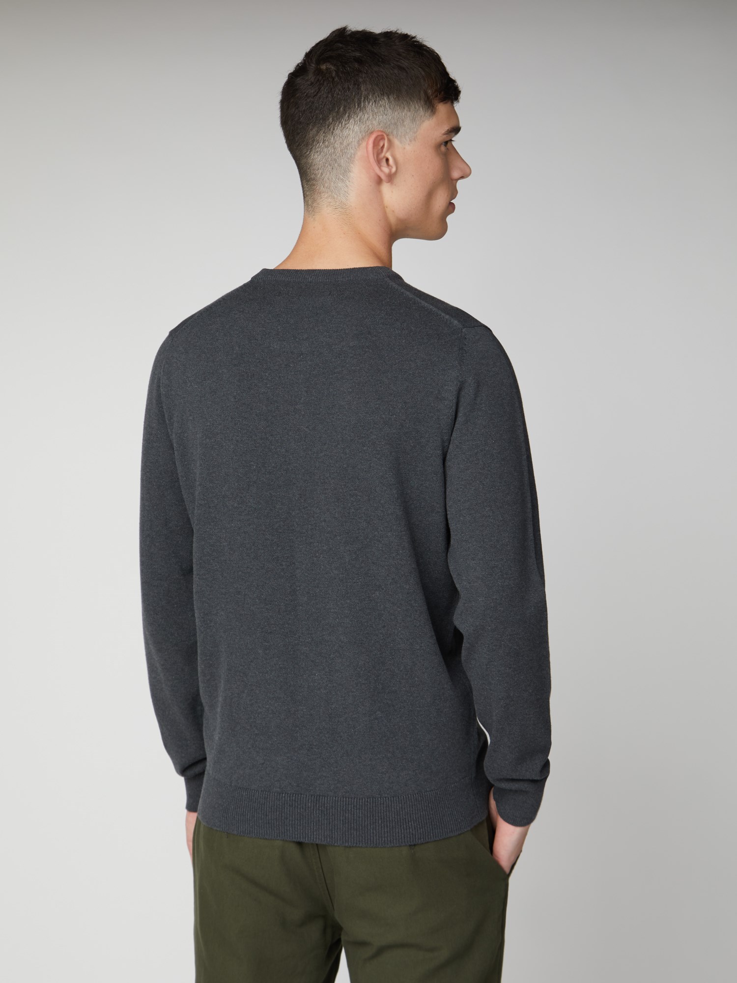 Men s Plain Crew Neck Sweatshirt Charcoal Ben Sherman