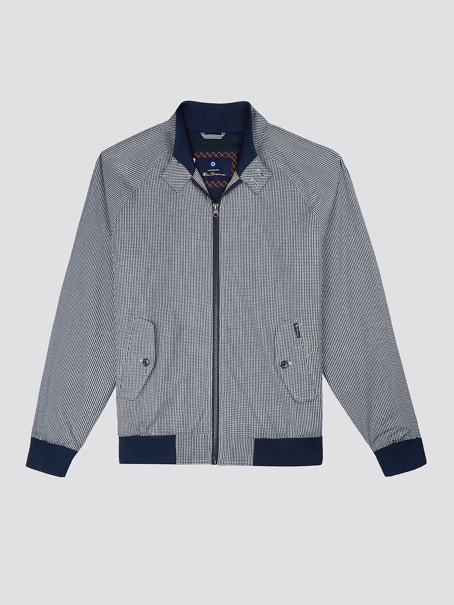 Navy Gingham Harrington Jacket