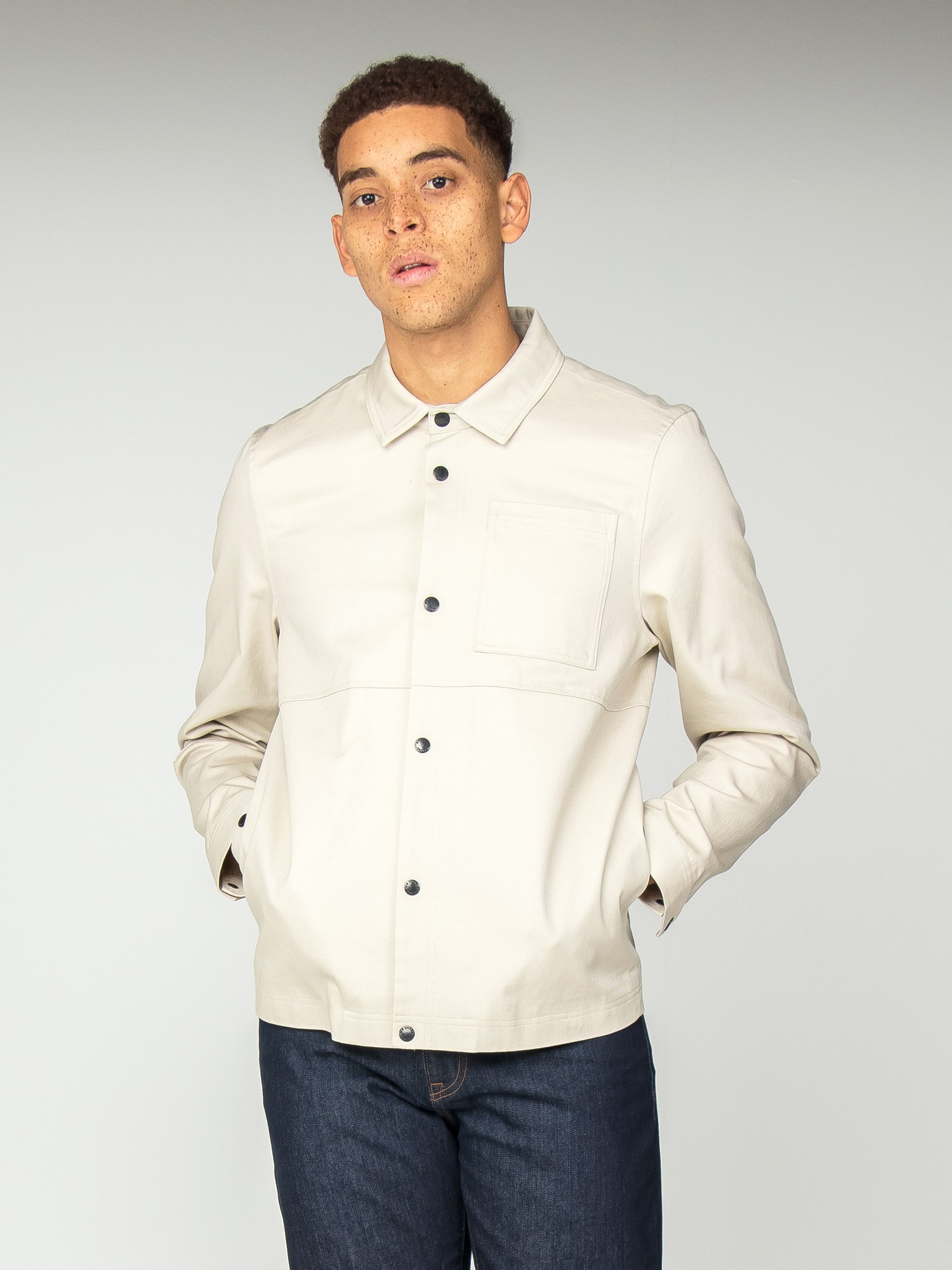 Ecru Long Sleeve Overshirt