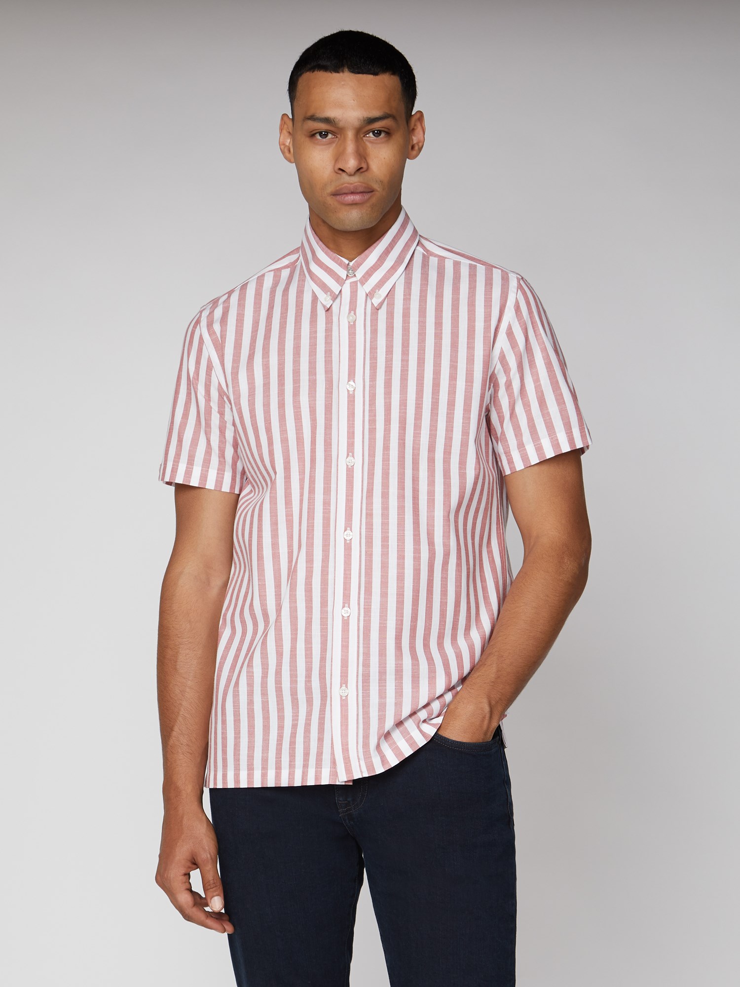 Short Sleeve Slub Stripe Shirt