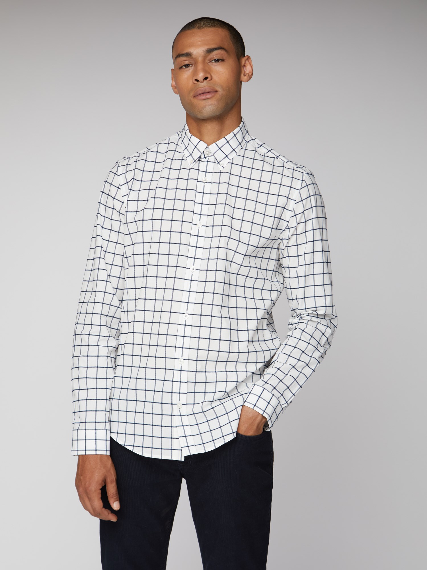 【BAON】Lumid wool check shirt long one piece Linen Check Shirt – Sahara