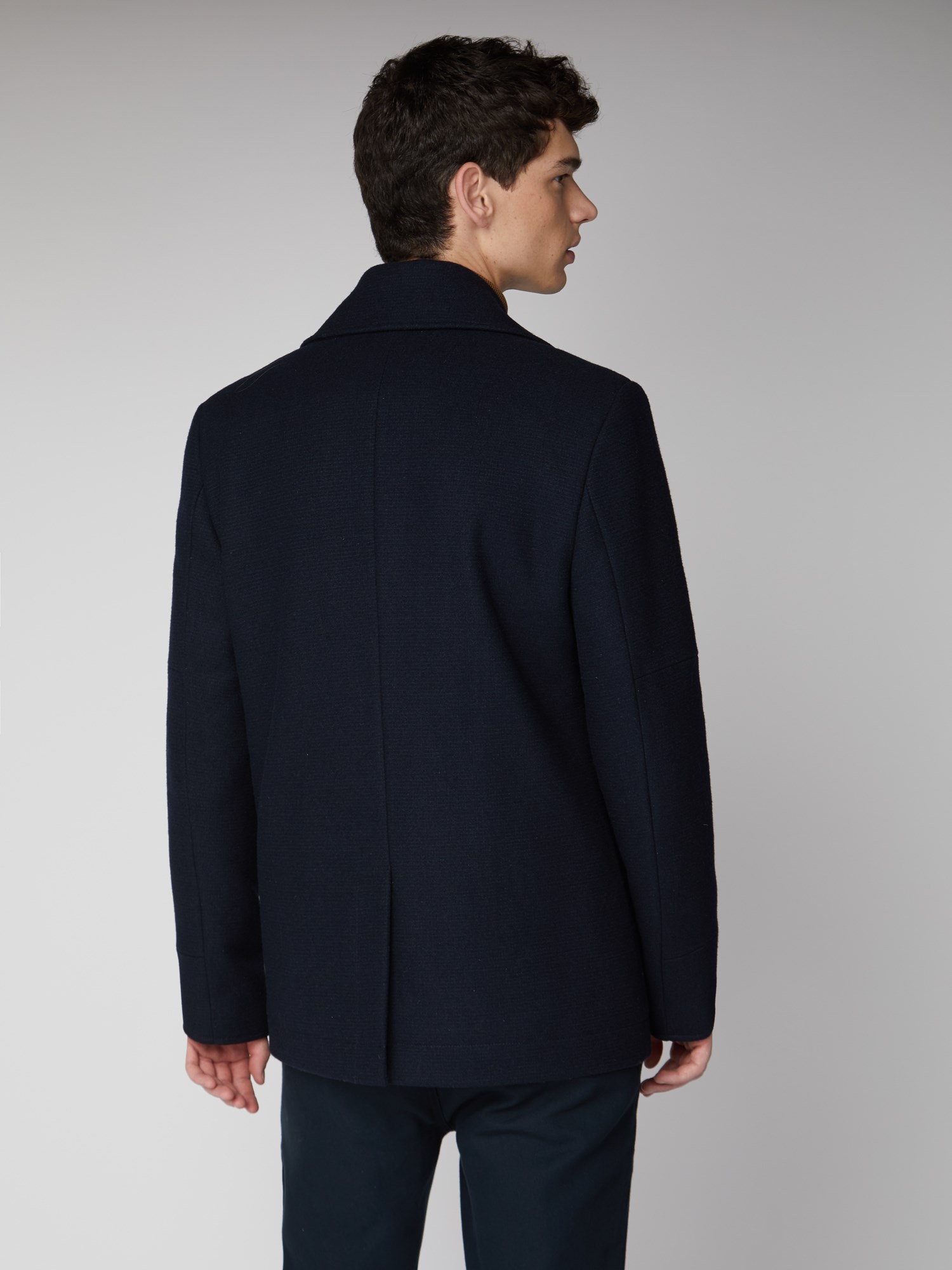 Men s Navy Blue Double Breasted Peacoat Ben Sherman Est 1963