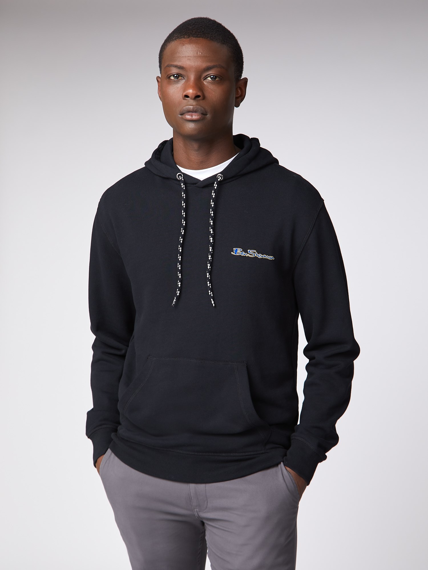 Men s Dark Grey Loopback Hoodie Ben Sherman Est 1963