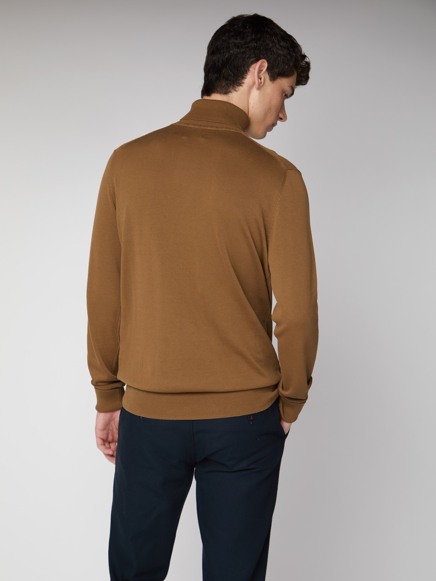 Tan Brown Cotton Roll Neck Sweatshirt