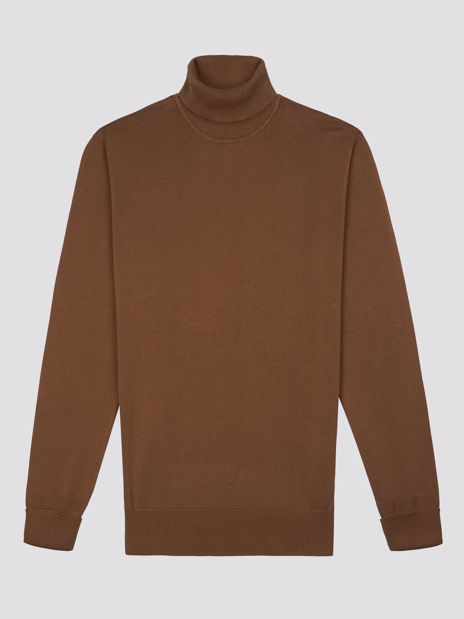 Tan Brown Cotton Roll Neck Sweatshirt