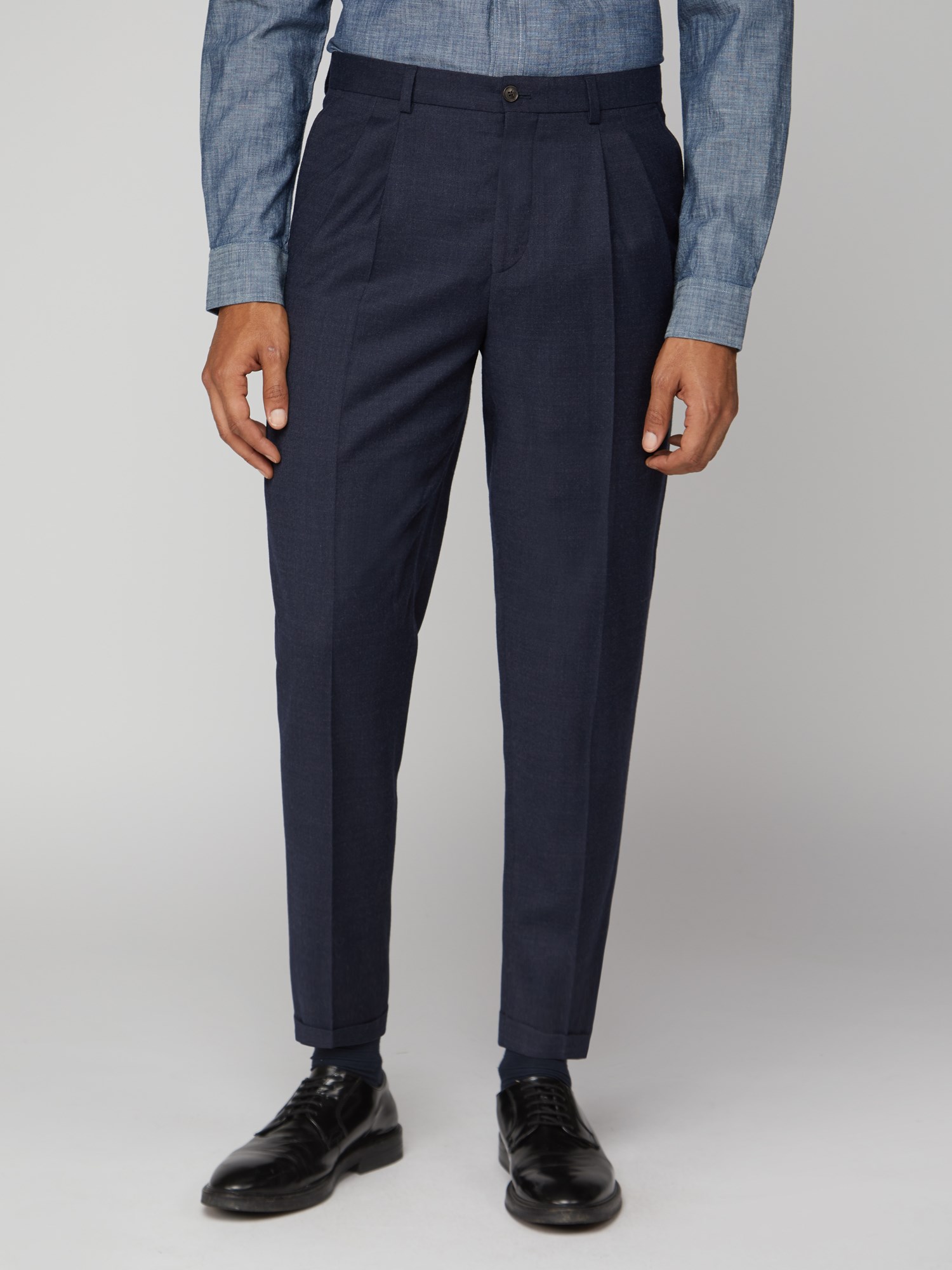 Navy Flannel Trousers