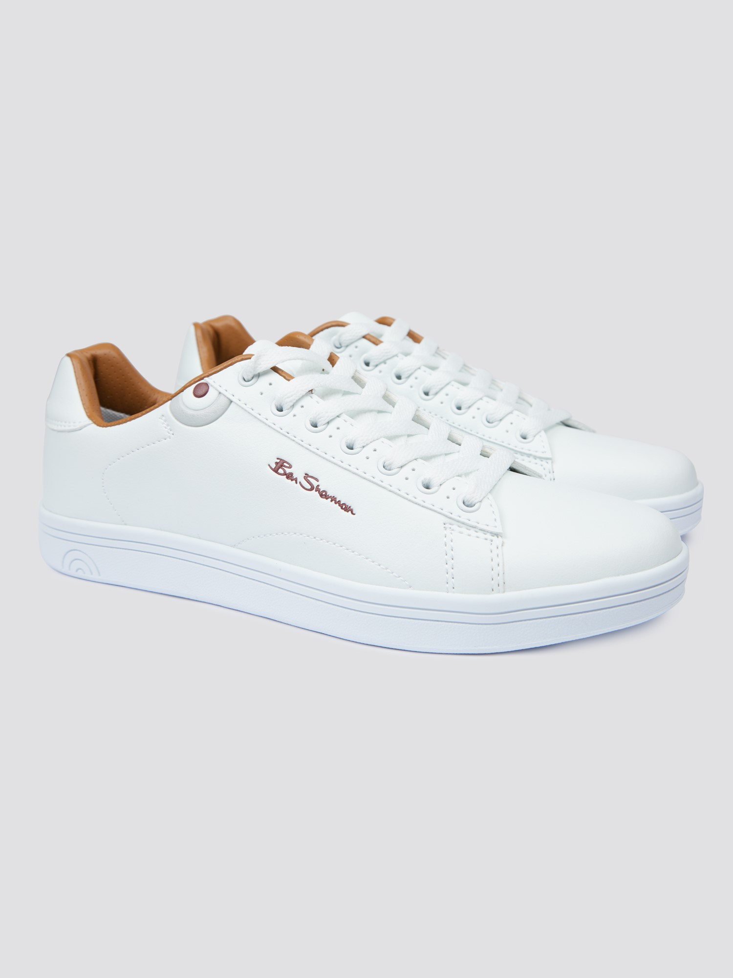 Men s White Lace Up Trainer Ben Sherman Est 1963