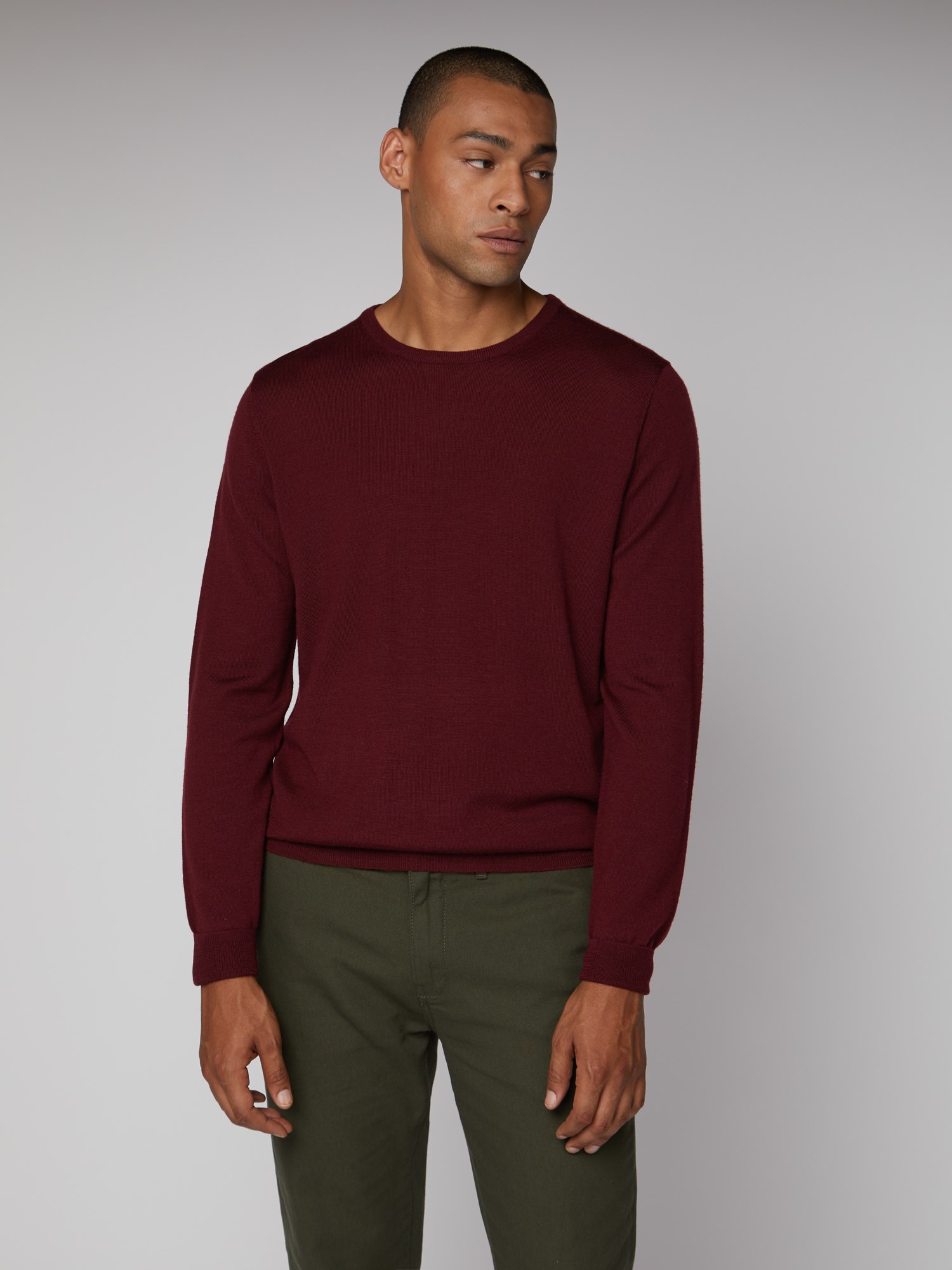 Men s Chestnut Merino Crew Neck Jumper Ben Sherman Est 1963