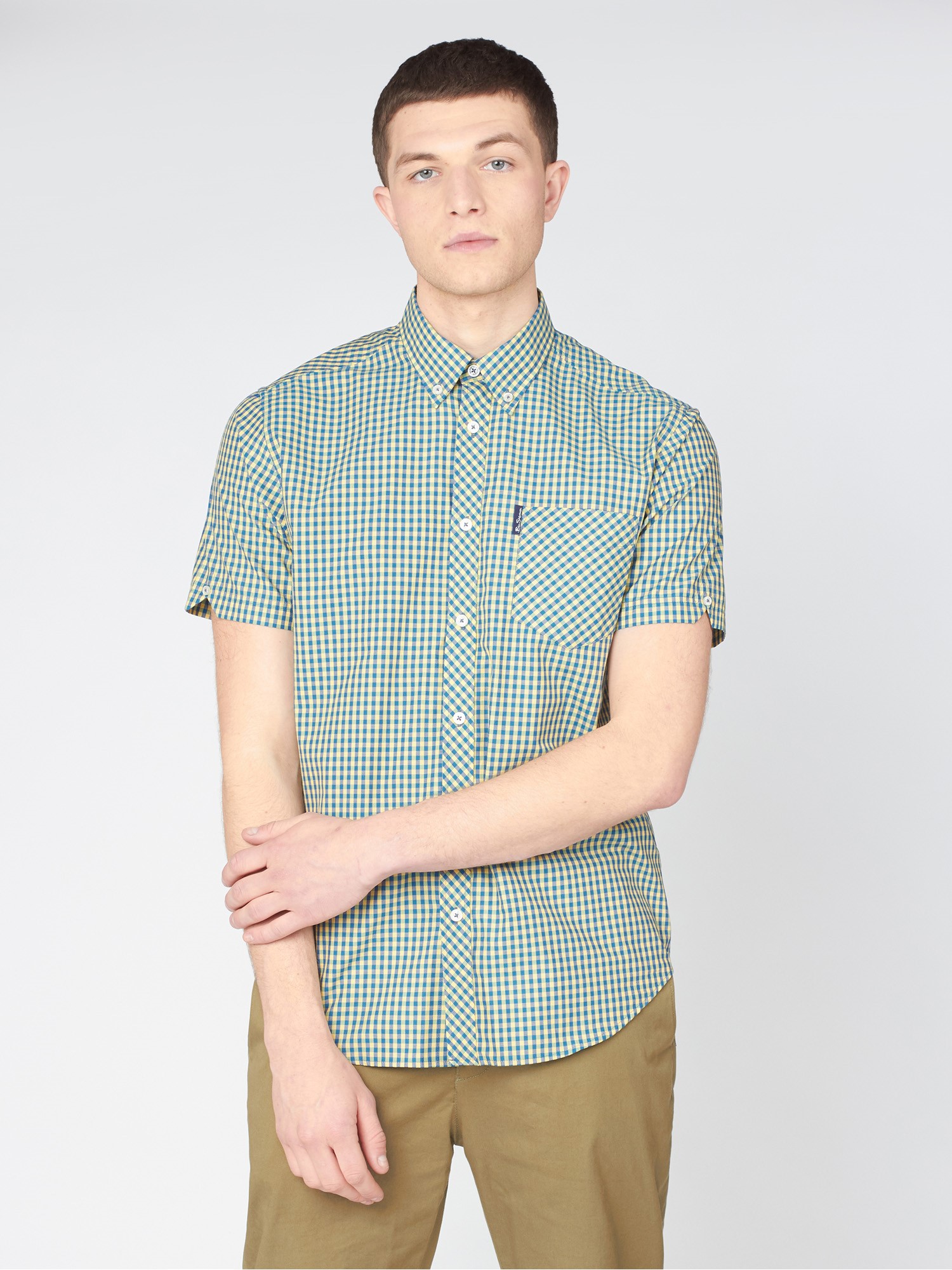 Signature Short Sleeve Gingham Shirt - Yellow