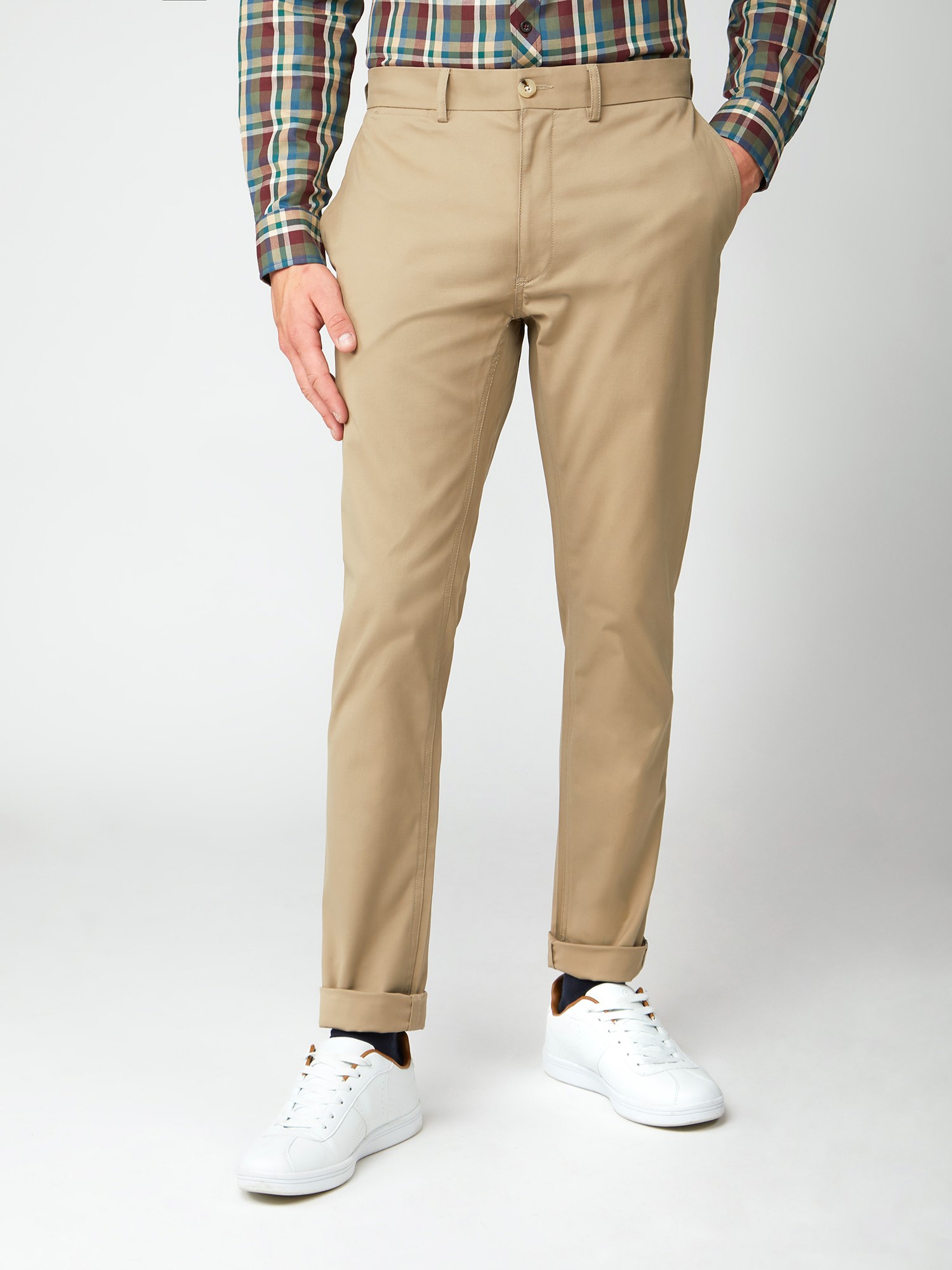 Signature Skinny Fit Stretch Cotton Chinos - Stone - Ben Sherman UK