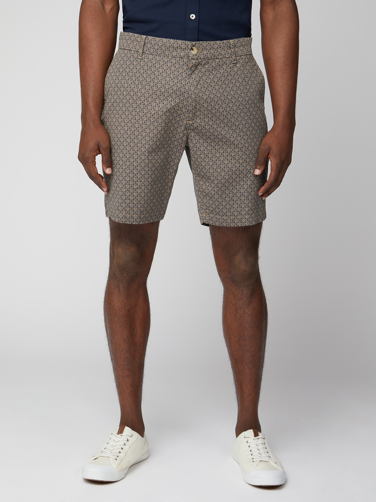 Printed Chino Shorts - Dark Navy