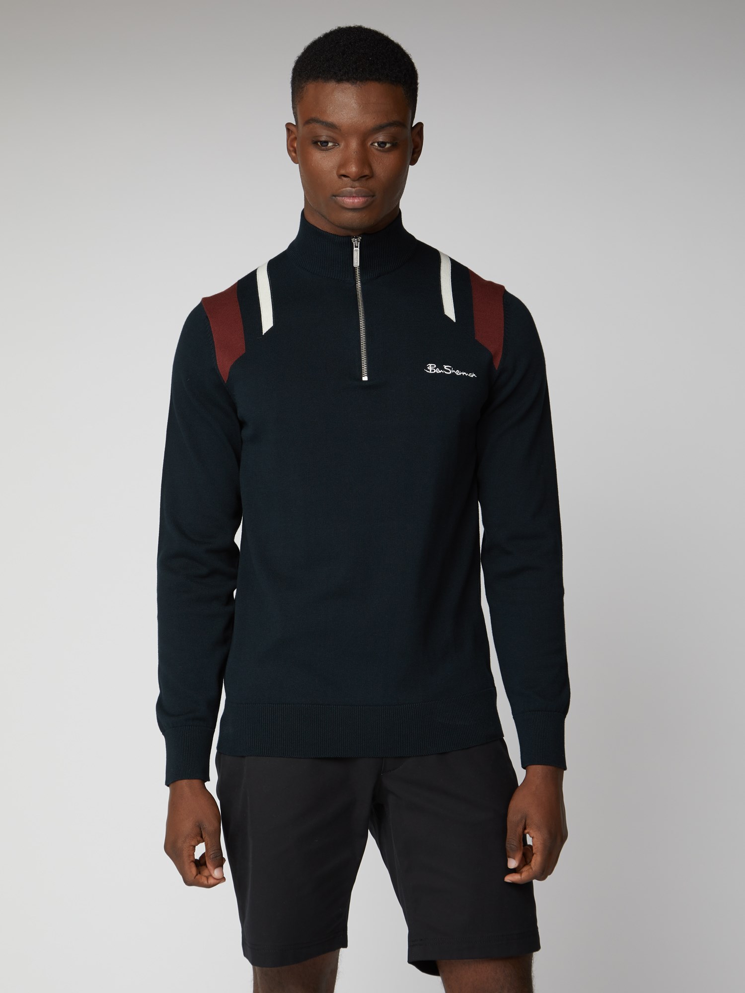 Mod Stripe 1/4 Zip Funnel Neck