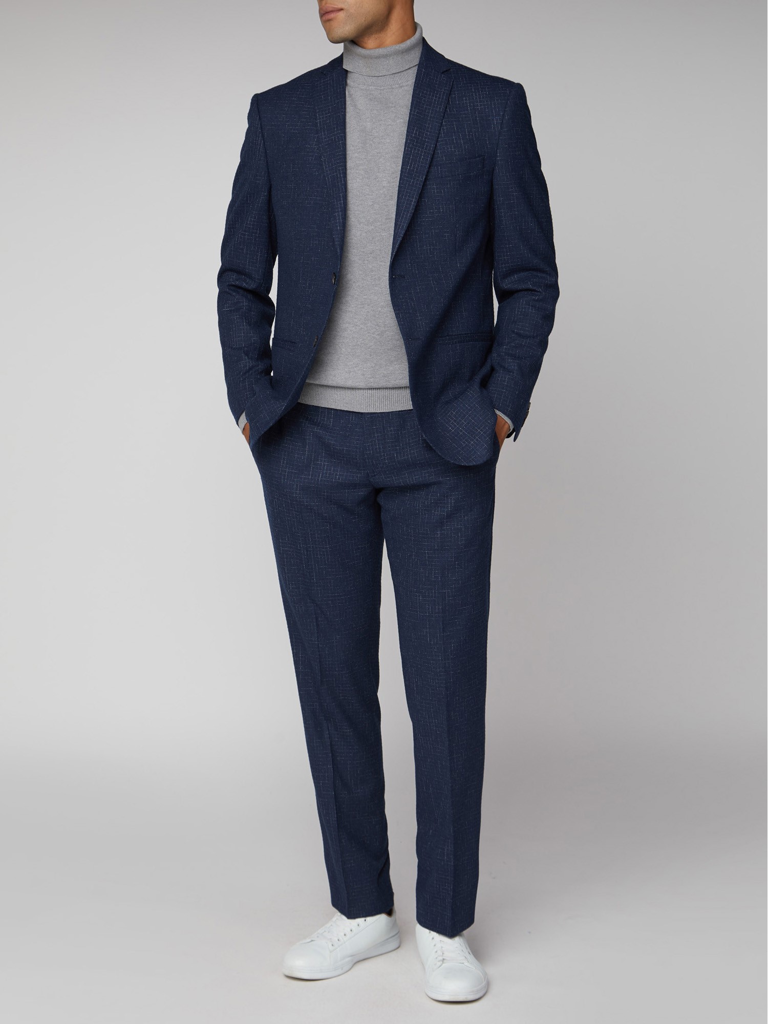 Mid Blue Broken Structure Tailored Fit Suit