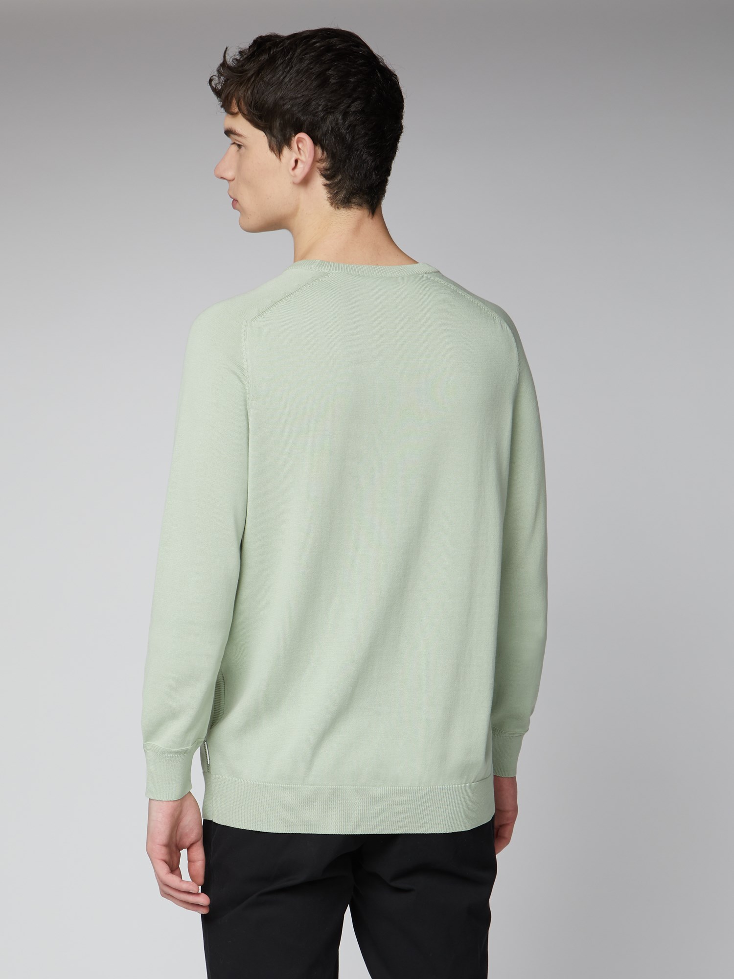 Signature Cotton Crew Neck Jumper - Light Green