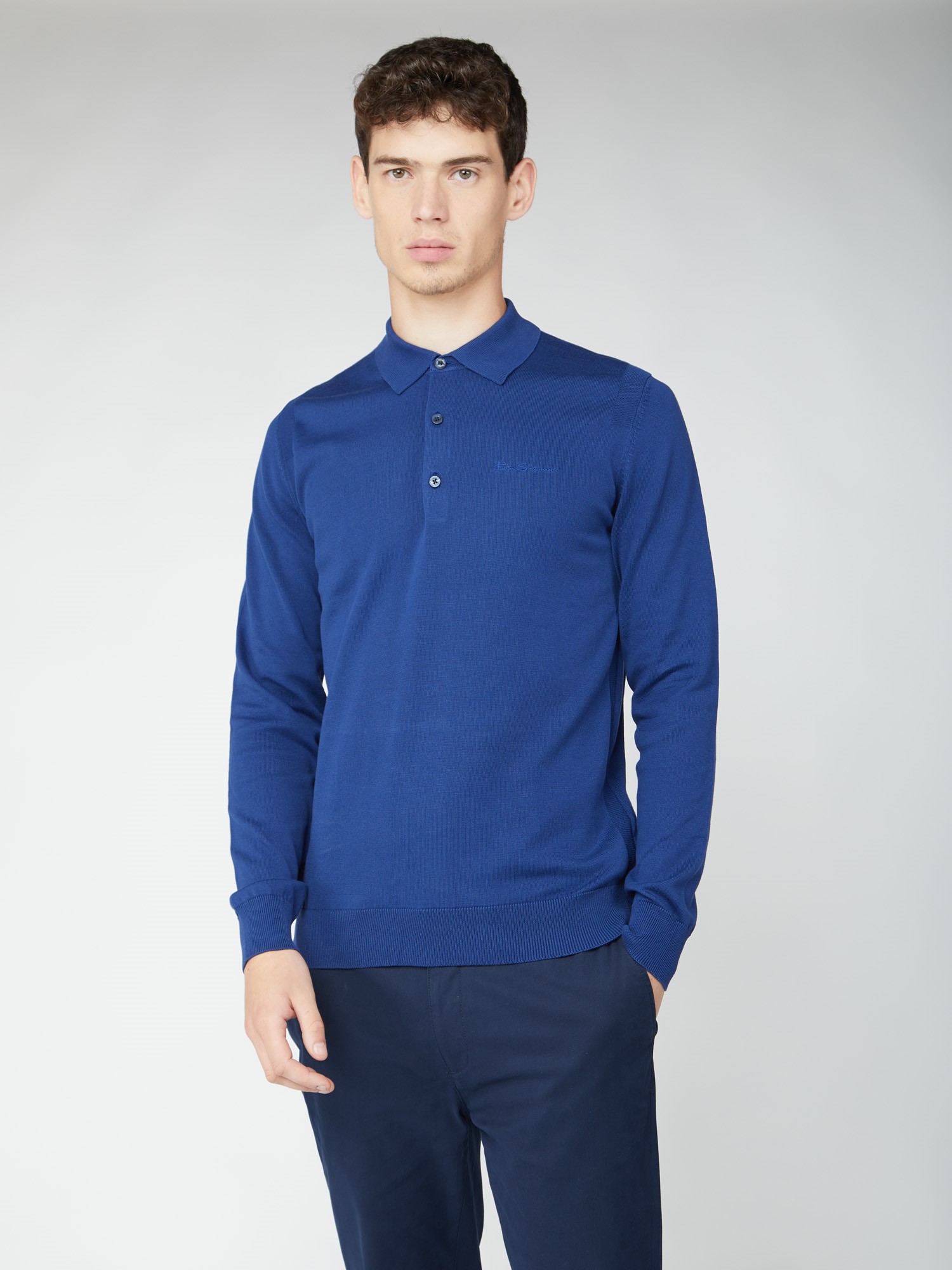 Signature Ink Blue Long Sleeve Polo Shirt Ben Sherman Est 1963