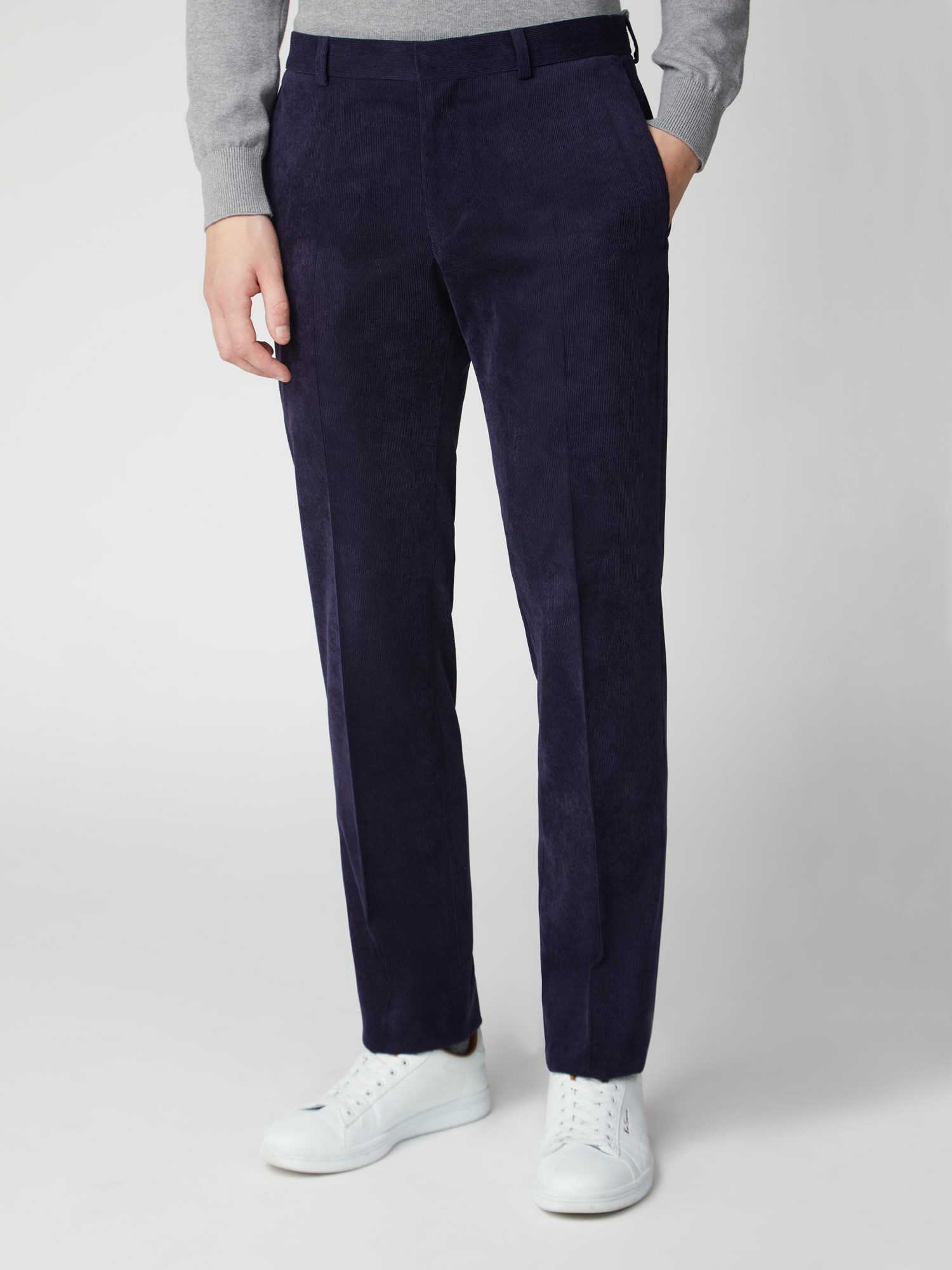 Navy Cord Slim Fit Suit Trouser