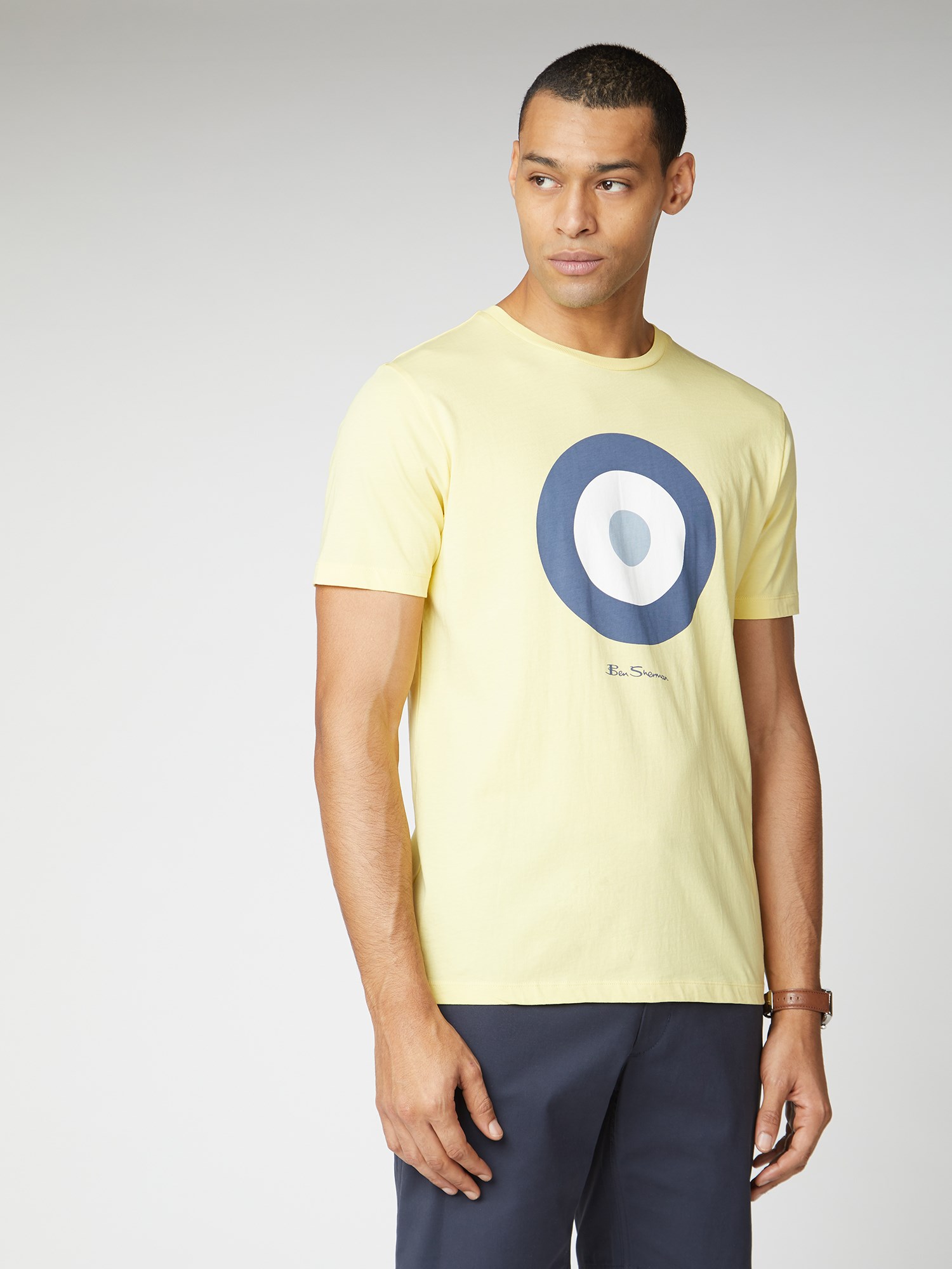 Men s Yellow Signature Mod Target Tee Ben Sherman Est 1963