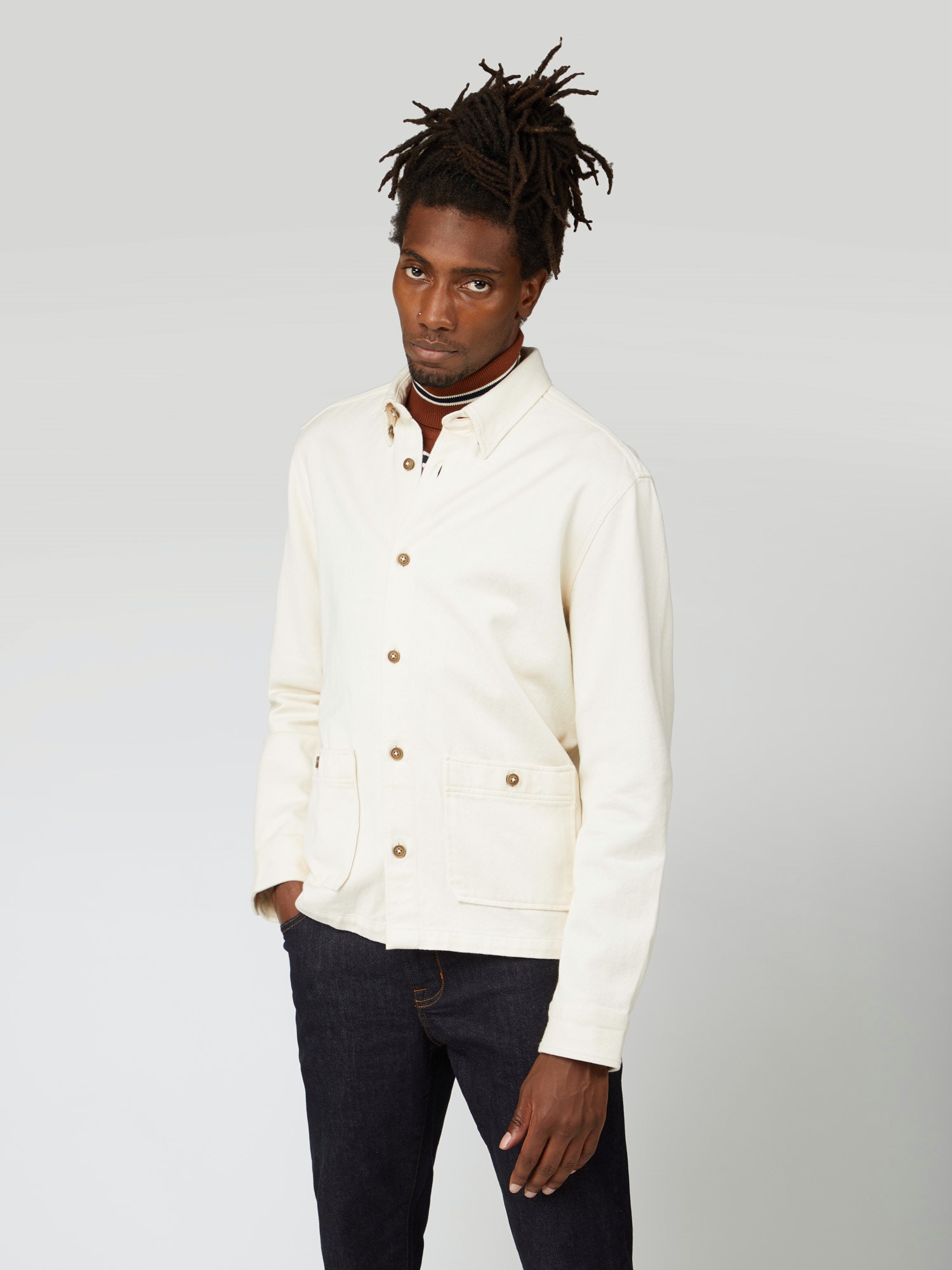 Ivory Raw Cotton Chore Jacket