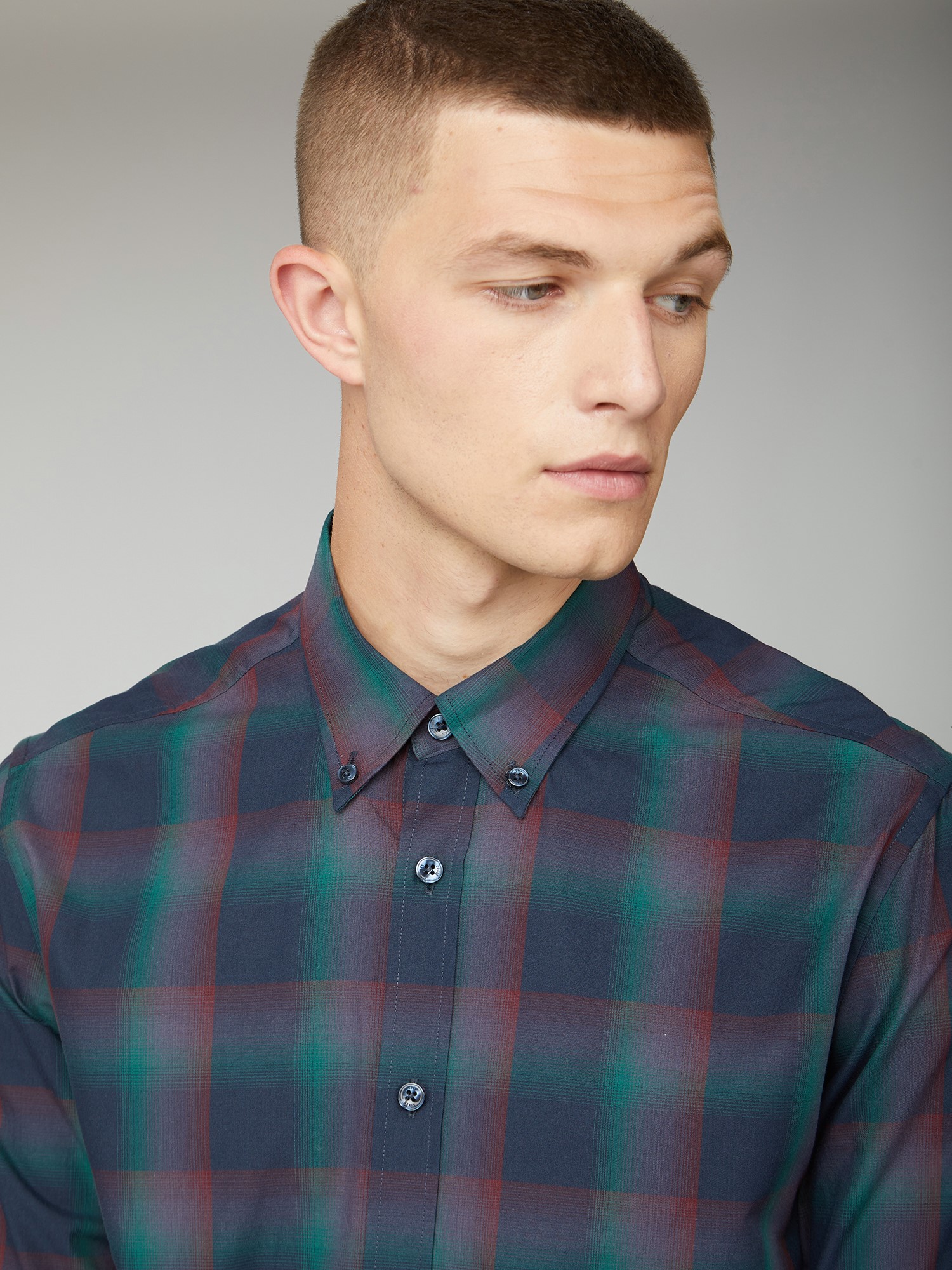 Ben Sherman | Men's Long Sleeve Ombre Check Shirt