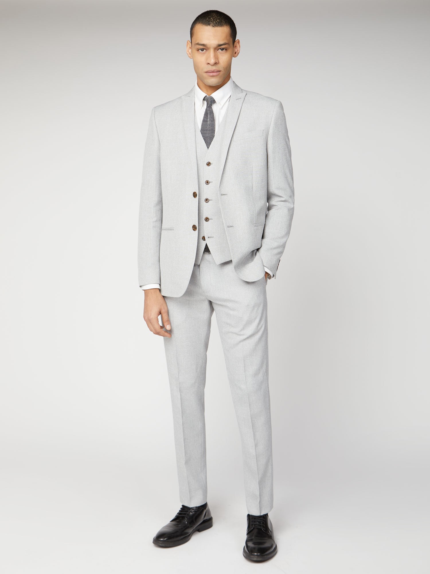Men's Cool Grey Texture Slim Fit Suit Jacket | Ben Sherman