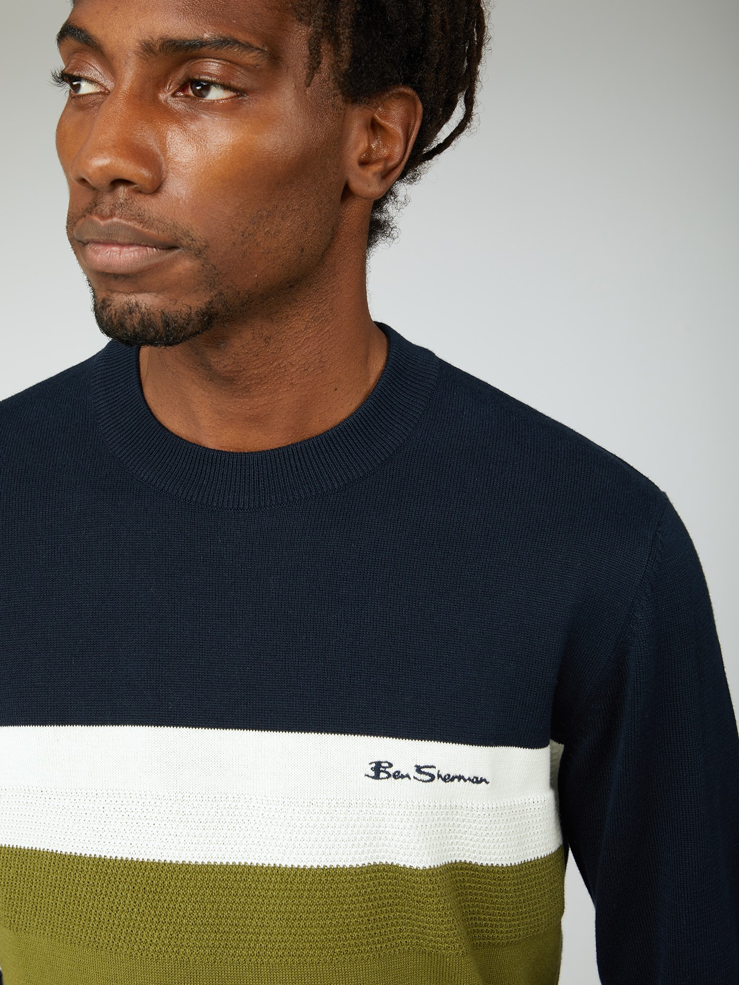 Chest Stripe Crew Neck Jumper