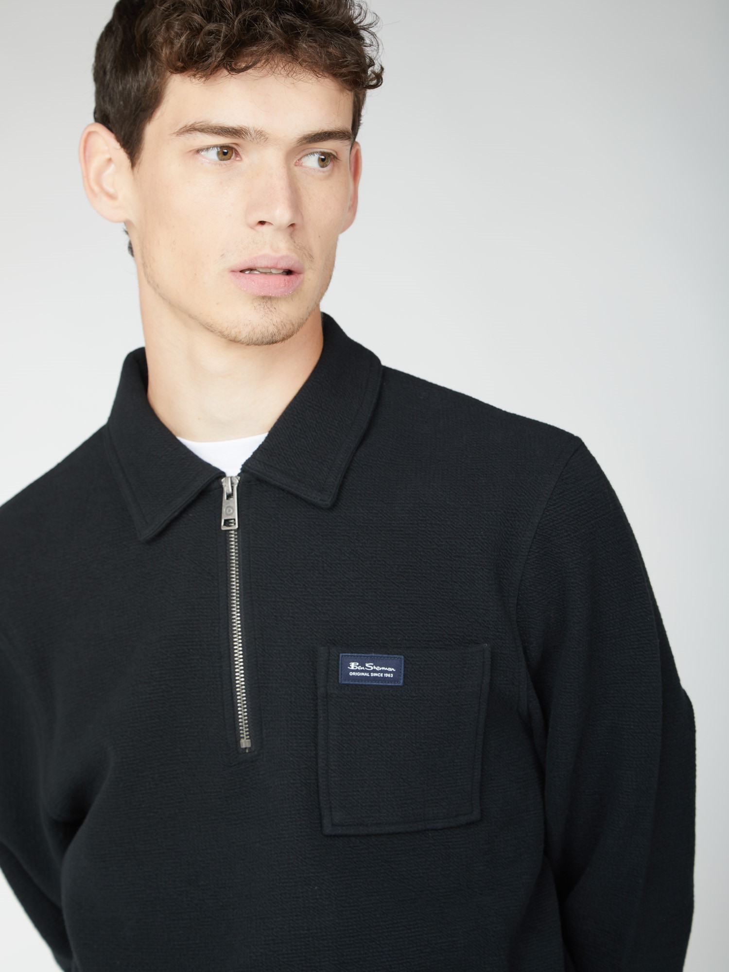 Fabric Interest Zip Neck - Ben Sherman UK
