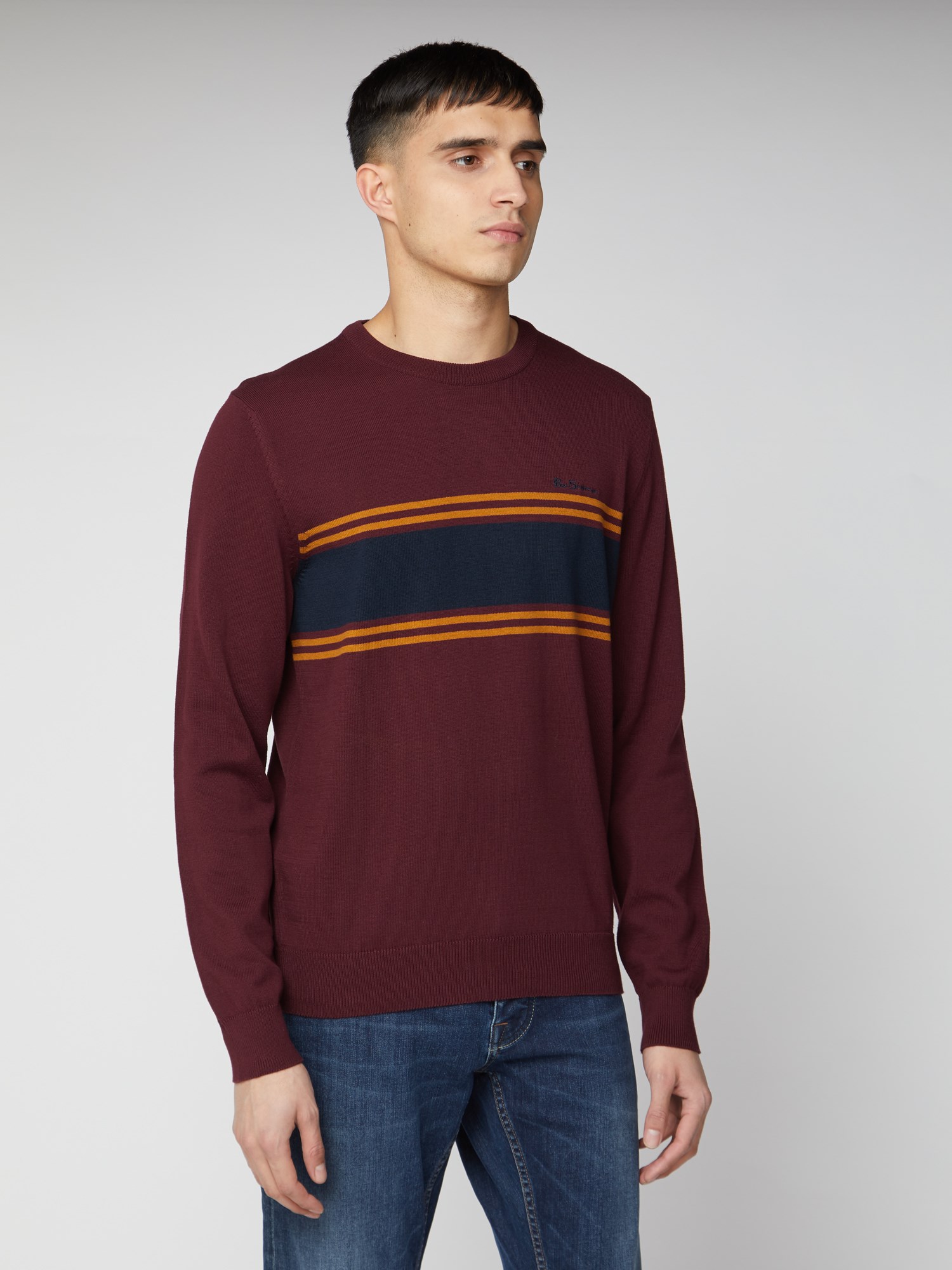 Ben Sherman Stripe Chest Crew Neck Jumper