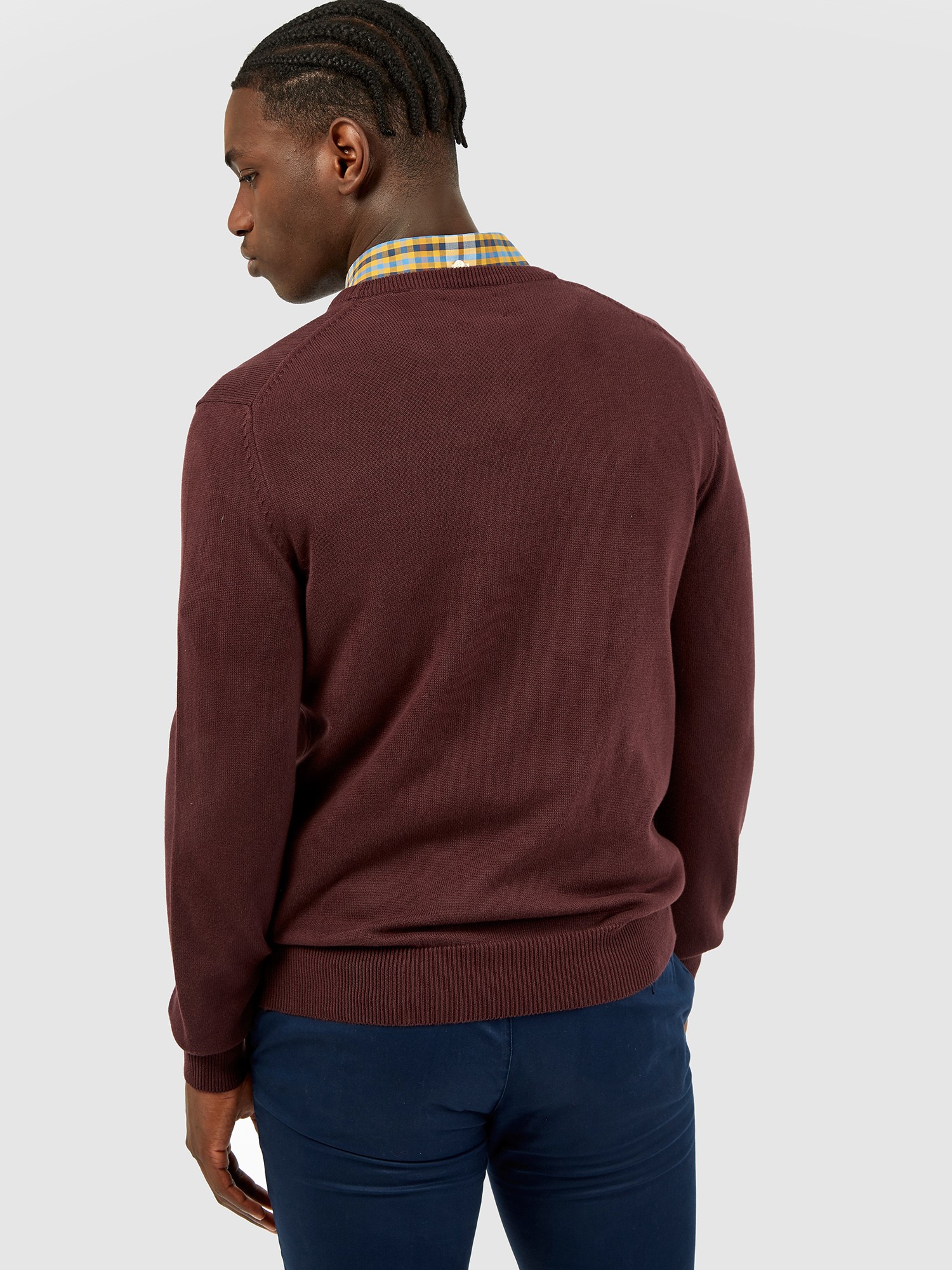 Signature Knitted Crew Neck Jumper - Bordeaux