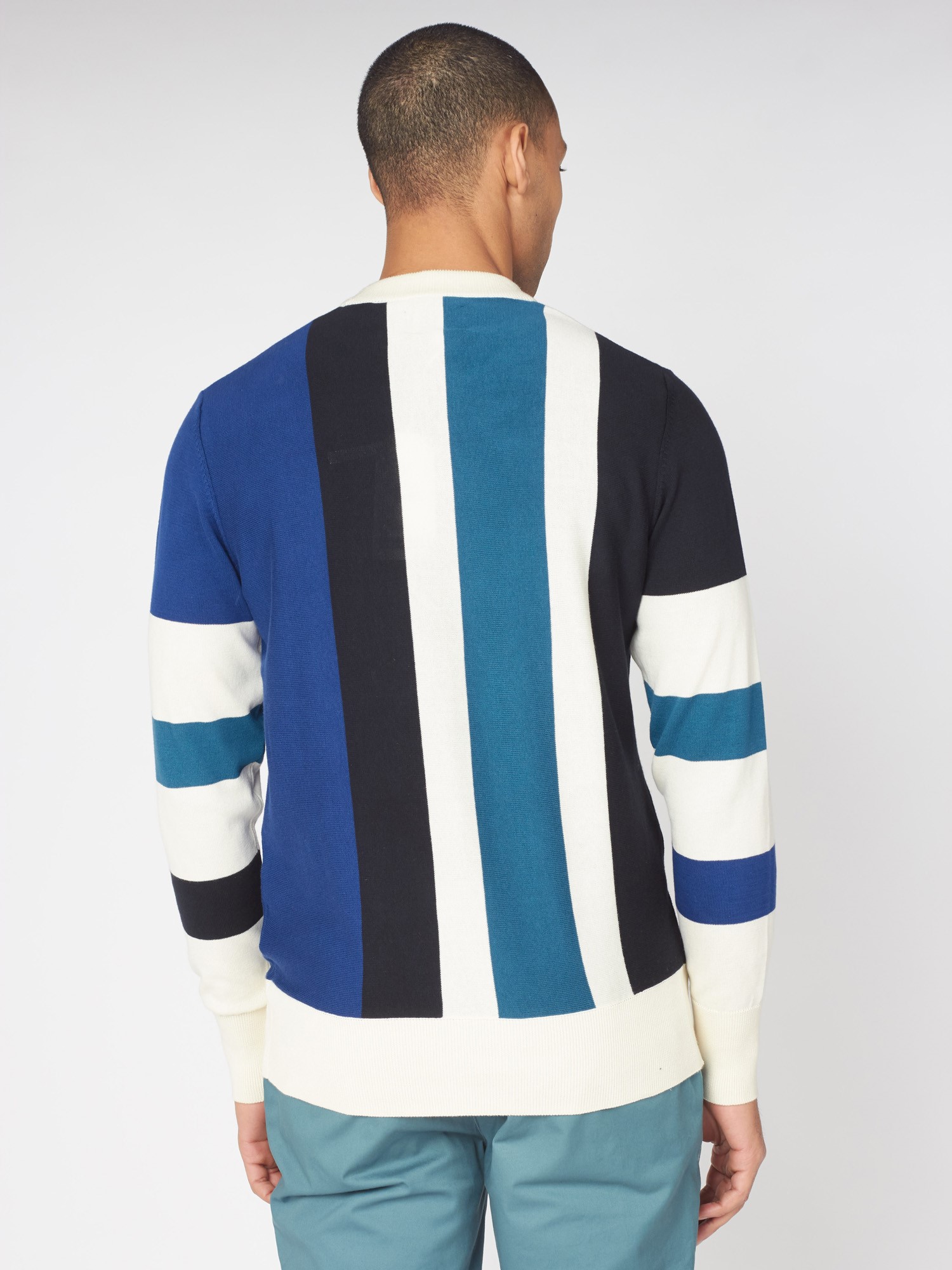 Marine Vertical Stripe Crew Neck Jumper